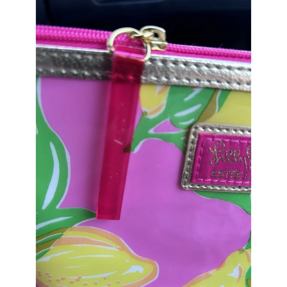 Lilly Pulitzer Estee Lauder‎ Lemon Print Zipper Cosmetic Pouch Bag  Size OS/S